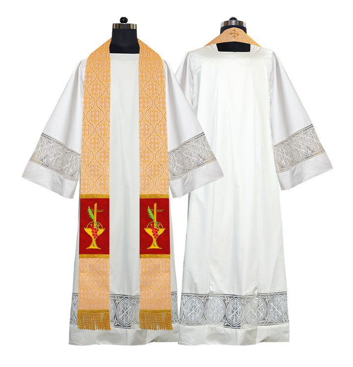 Communion Motif Embroidered Priest Stole