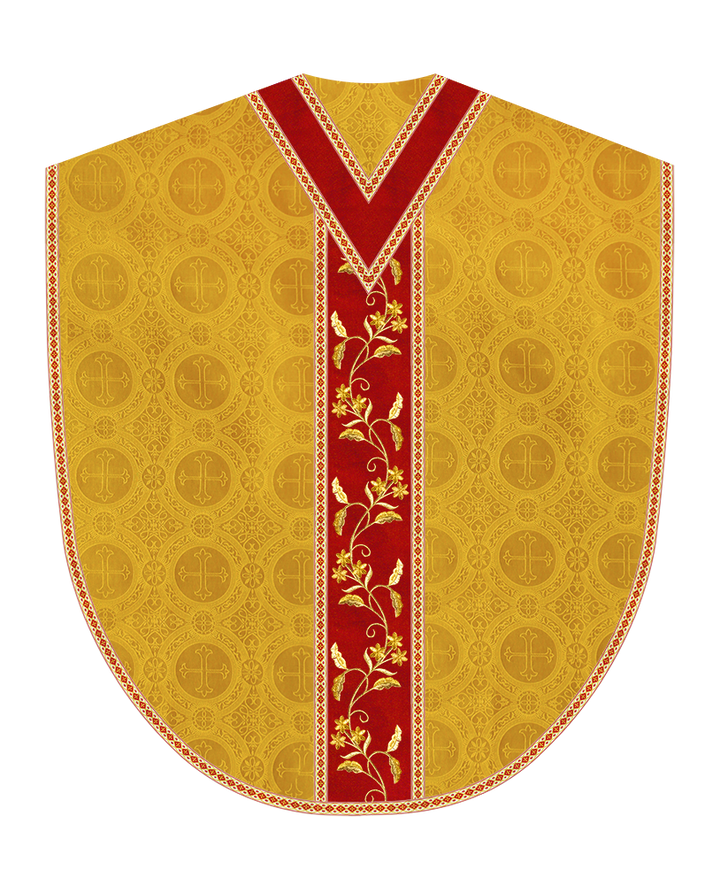 Borromean Chasuble Vestment Ornated With Floral Design and Trims