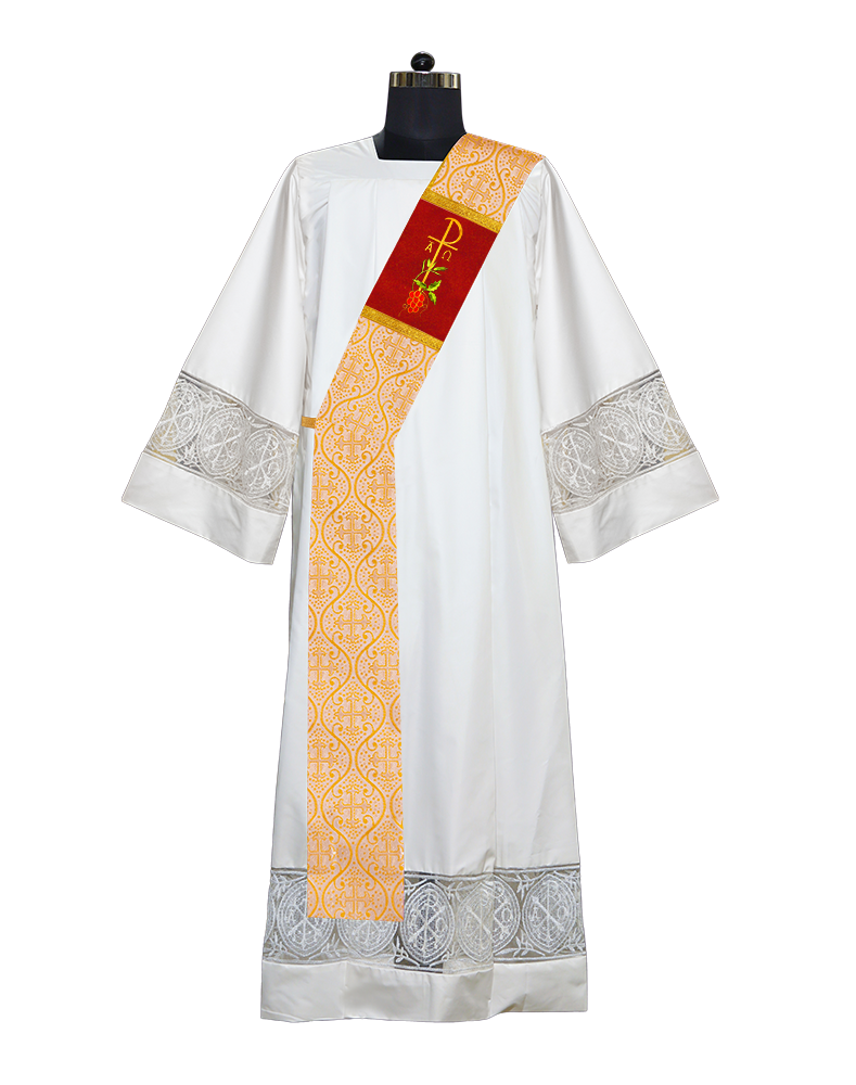 Chi Rho with Grapes Adorned Deacon Stole