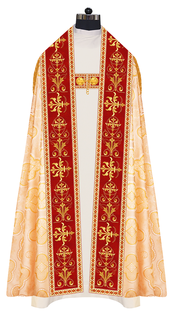 Embroidered Roman Cope Vestment with Braided Trims