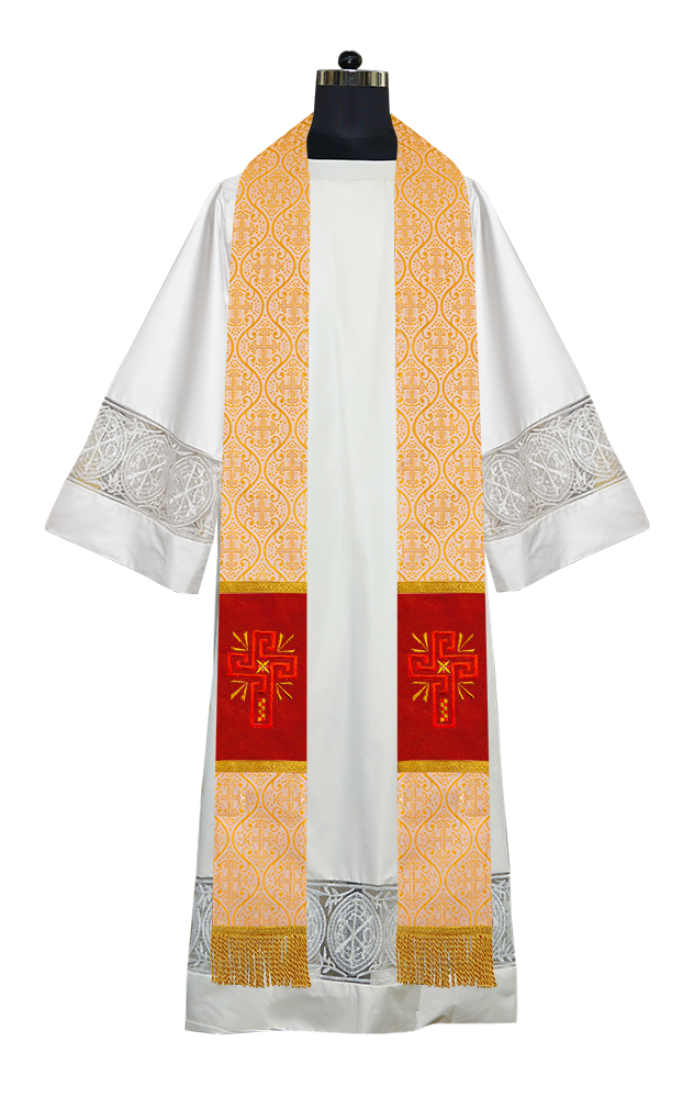 Estola sacerdotal bordada con la cruz de la gloria 