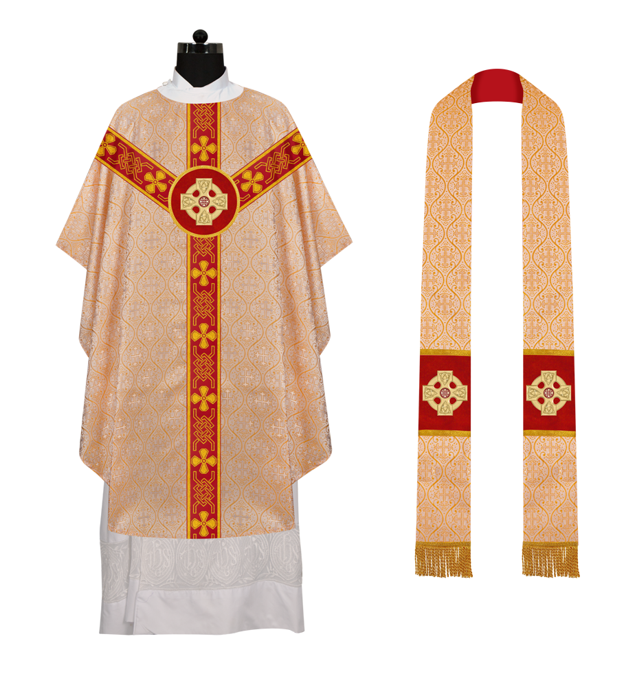 Gothic Chasuble adorned with lace and CEEC Motif