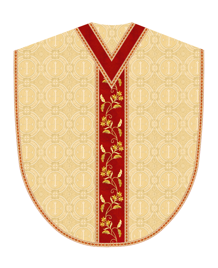 Borromean Chasuble Vestment Ornated With Floral Design and Trims