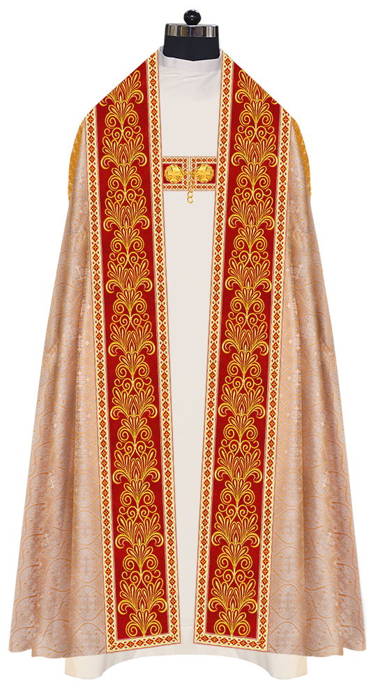 Roman Cope Vestment with Spiritual Motif and Adorned Embroidery