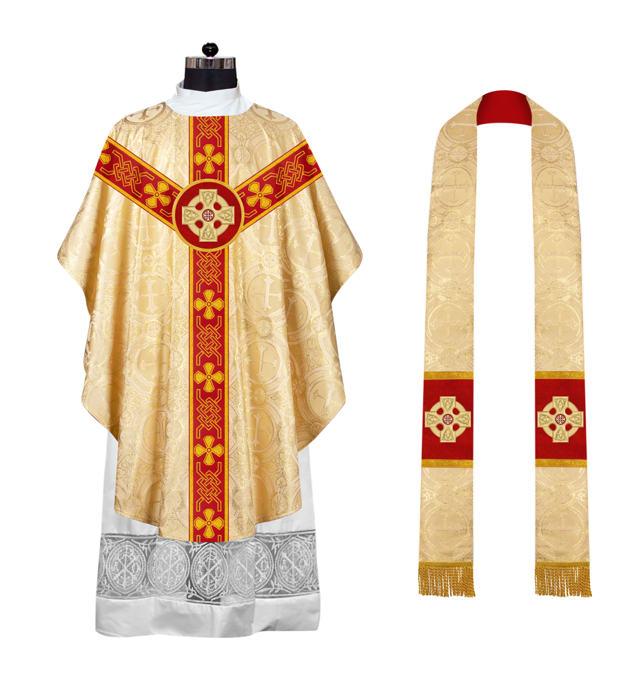 Gothic Chasuble adorned with lace and CEEC Motif