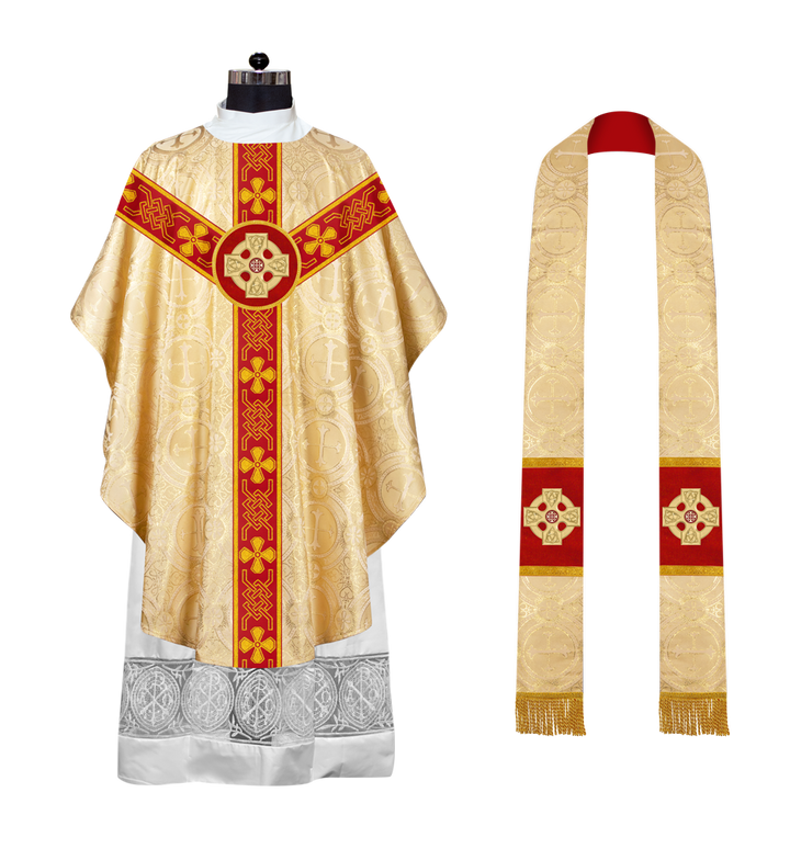 Gothic Chasuble adorned with lace and CEEC Motif