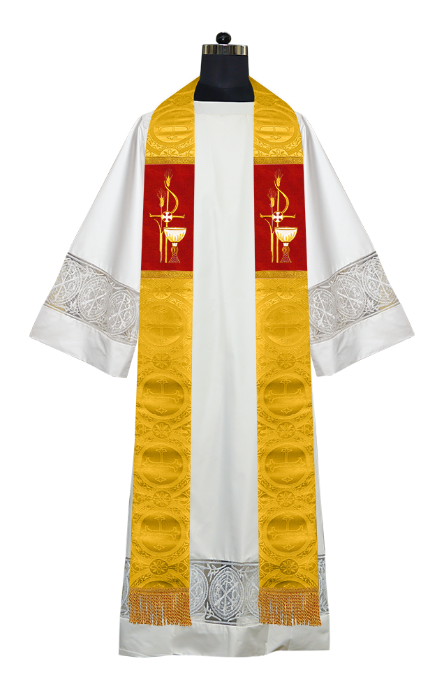 PAX with Chalice Embroidered Clergy Stole