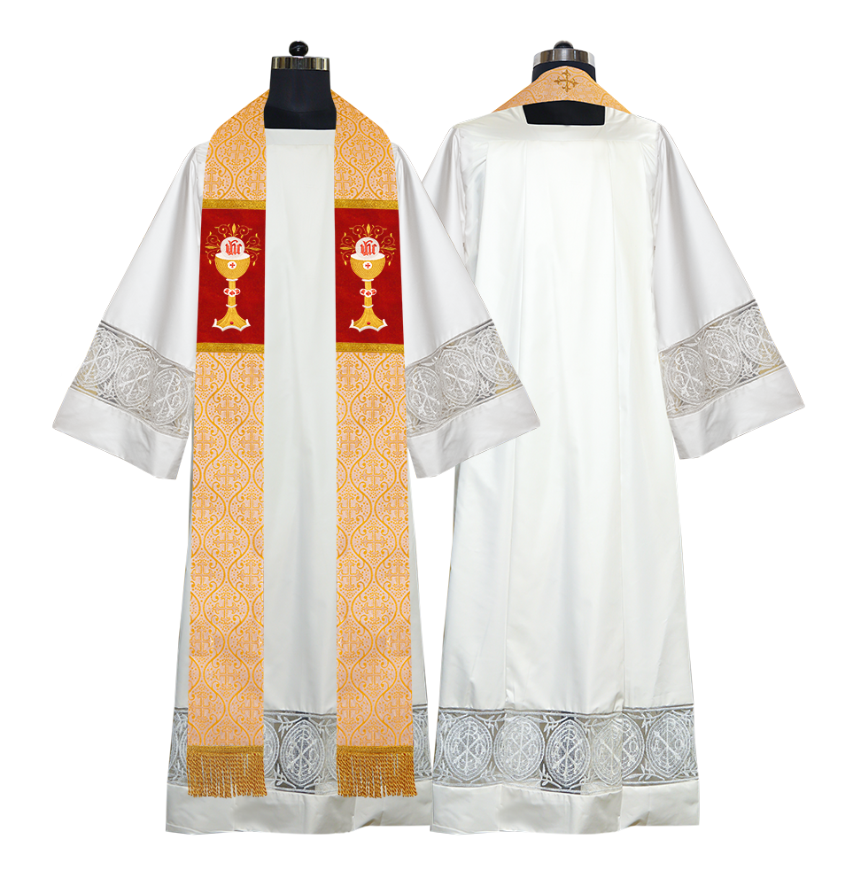 Chalice with IHS Embroidered Clergy Stole