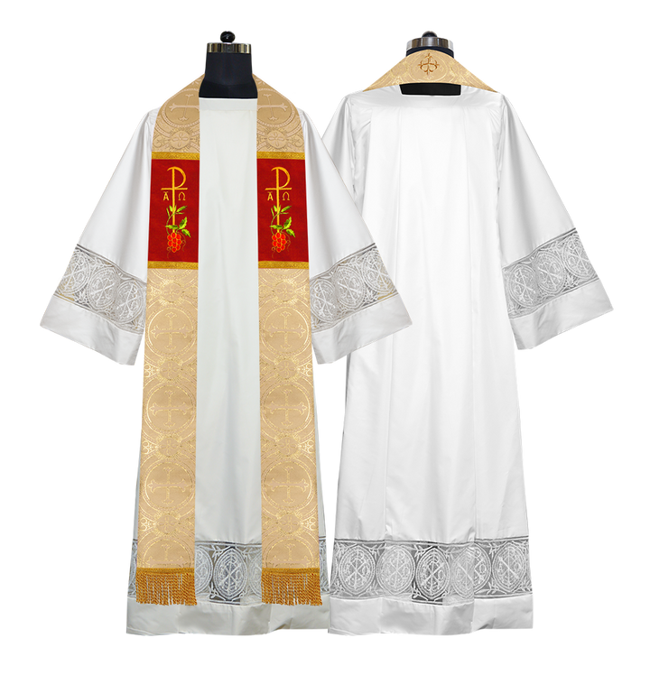 Chi Rho with Grapes Embroidered Clergy Stole