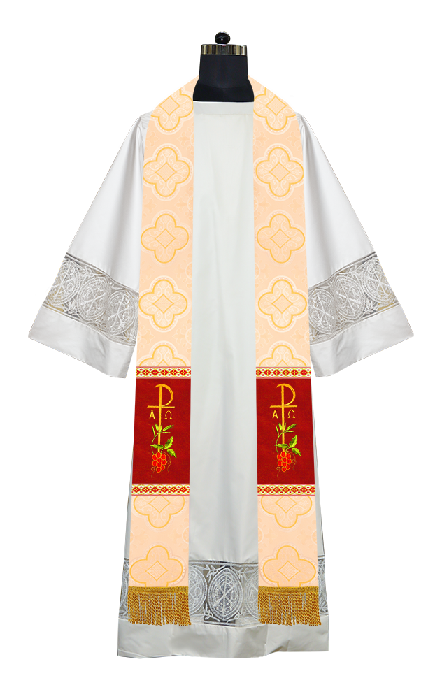 Embroidered Chi Rho with Grapes Clergy Stole