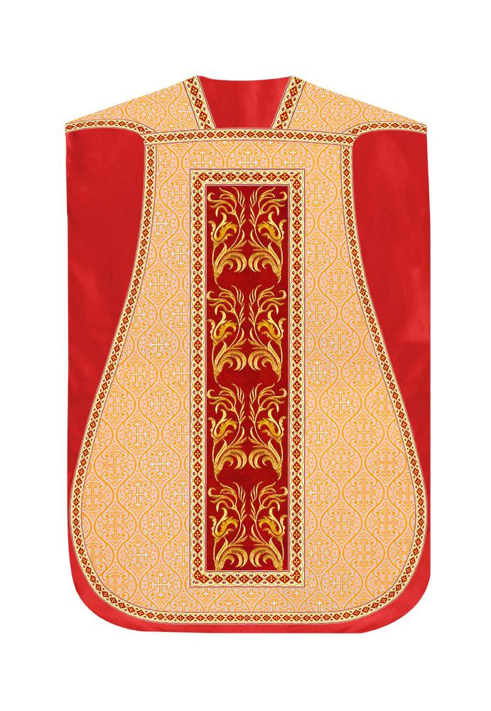 Roman Chasuble Vestment With Woven Braids and Trims