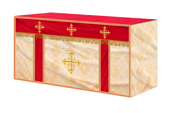 Church Altar Cloth with Braided Cross and Trims