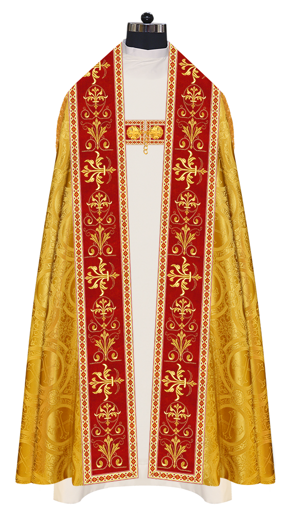 Embroidered Roman Cope Vestment with Braided Trims