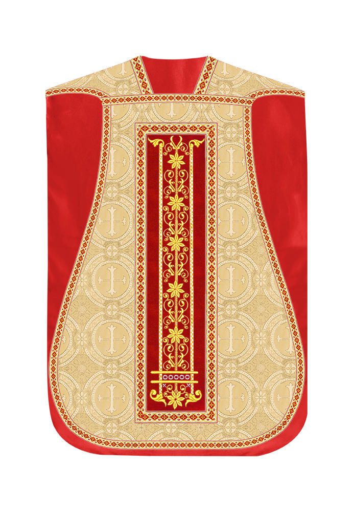 Roman Chasuble Vestment Enhanced With Orphrey and Trims