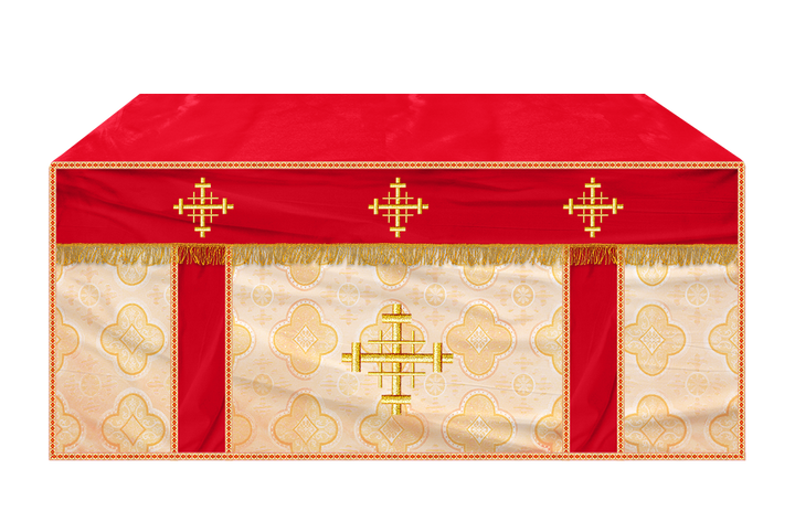 Church Altar Cloth with Braided Cross and Trims
