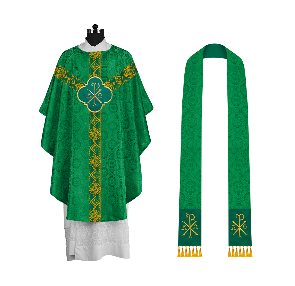 Gothic Liturgical Chasuble with Woven Braids and Spiritual Motif