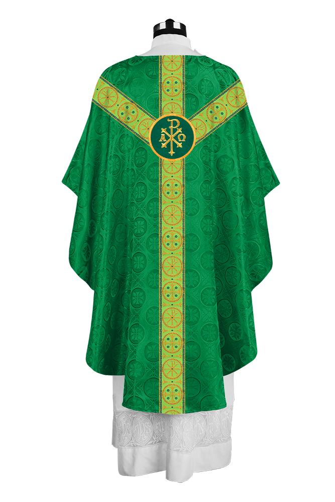 Gothic-Style Chasuble in Premium Fabric with Spiritual Motif