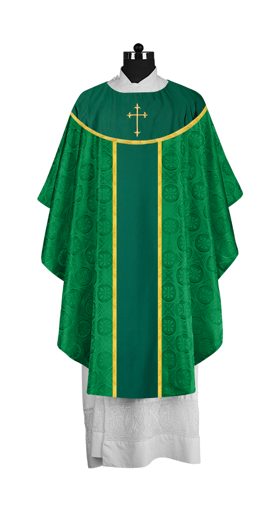 Ornate Gothic Chasuble with embroidered Cross Motif
