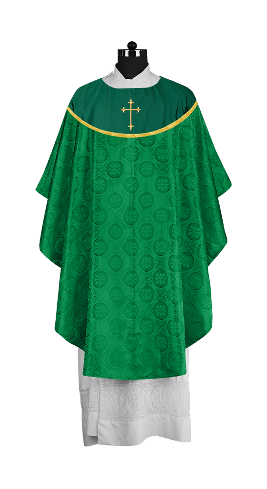 Gothic Chasuble Vestment with Elegant Cross Embroidery