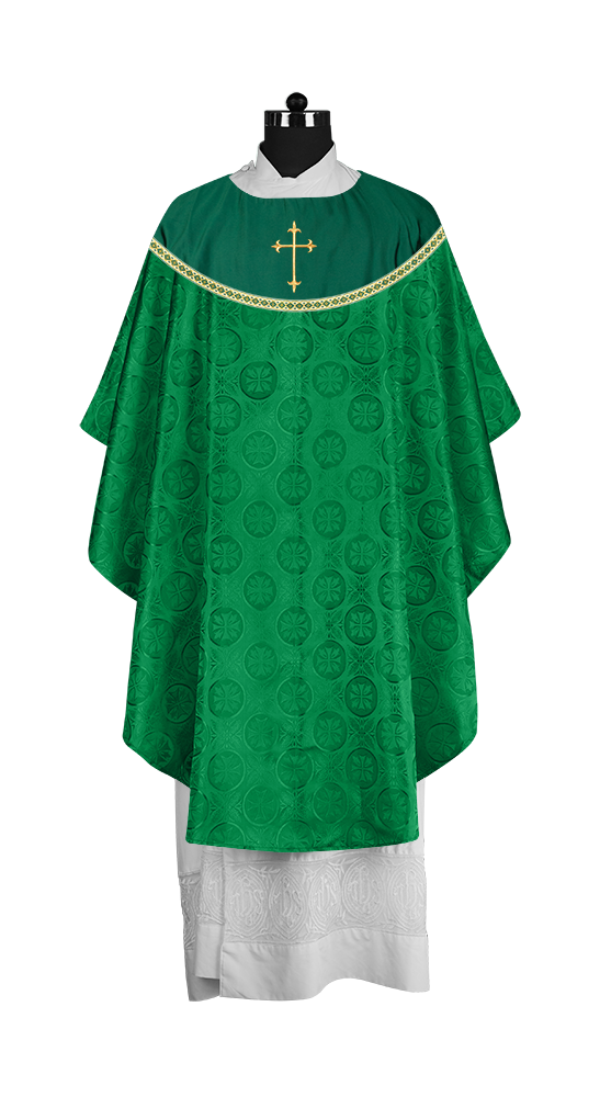 Gothic Chasuble Vestment with Elegant Cross Embroidery