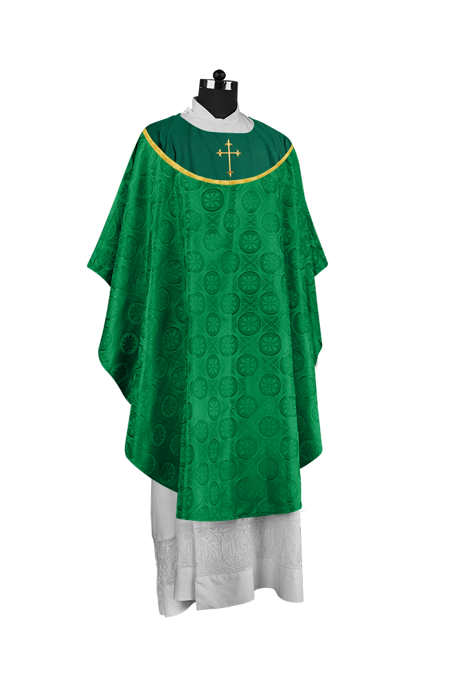 Gothic Chasuble Vestment with Elegant Cross Embroidery