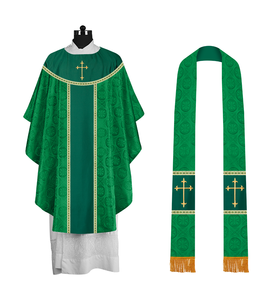 Ornate Gothic Chasuble with embroidered Cross Motif