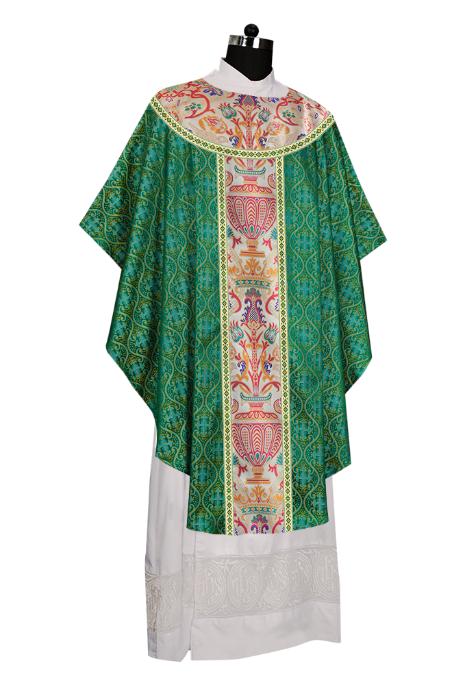 Gothic Chasuble in Coronation Tapestry Enhanced with Orphrey and Trims