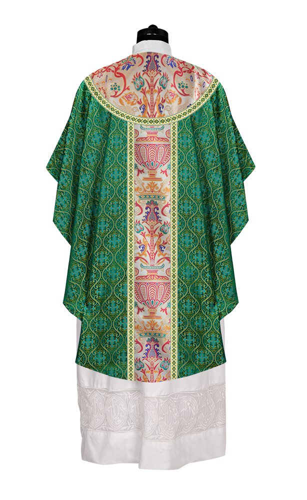 Gothic Chasuble in Coronation Tapestry Enhanced with Orphrey and Trims