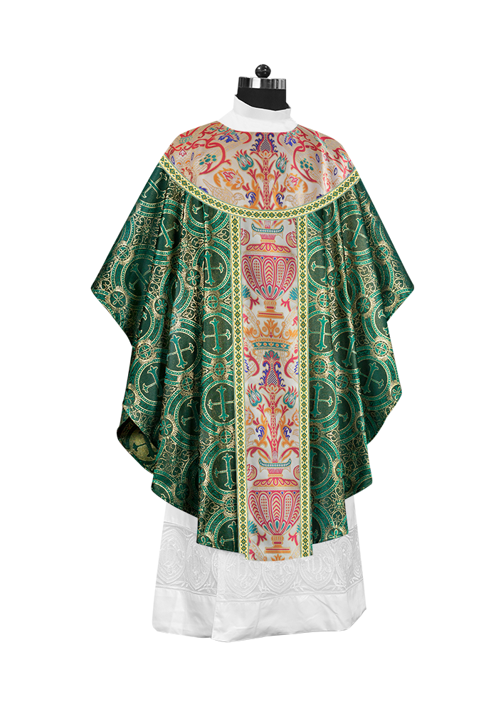 Gothic Chasuble in Coronation Tapestry Enhanced with Orphrey and Trims