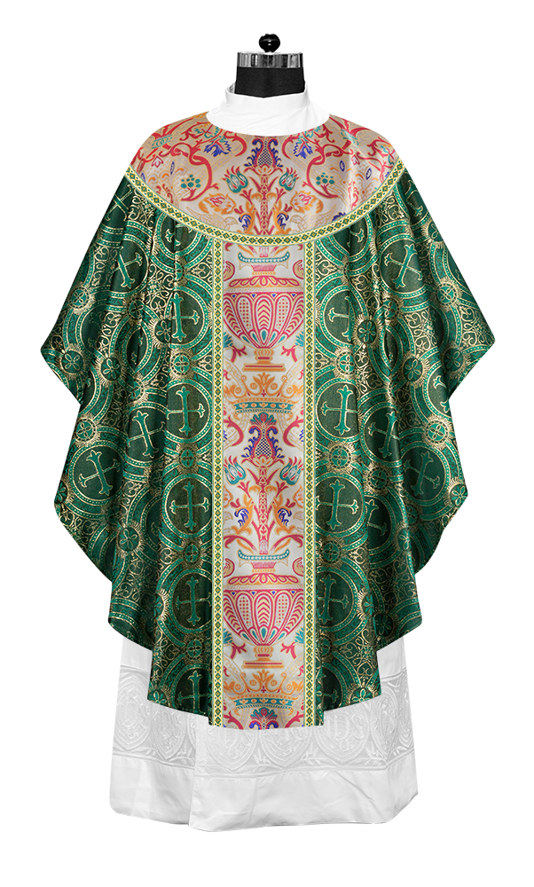 Gothic Chasuble in Coronation Tapestry Enhanced with Orphrey and Trims