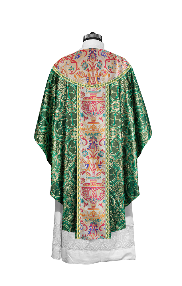Gothic Chasuble in Coronation Tapestry Enhanced with Orphrey and Trims