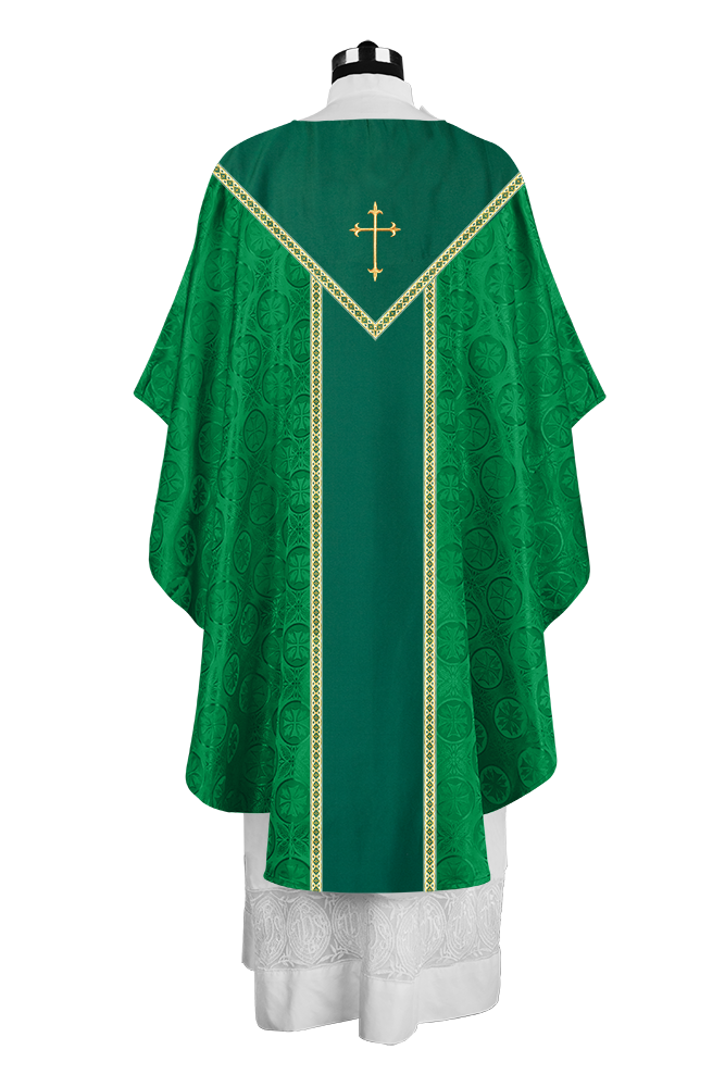 Ornate Gothic Chasuble with embroidered Cross Motif