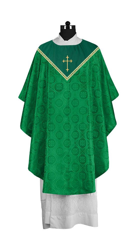 Gothic Chasuble Vestment with Elegant Cross Embroidery