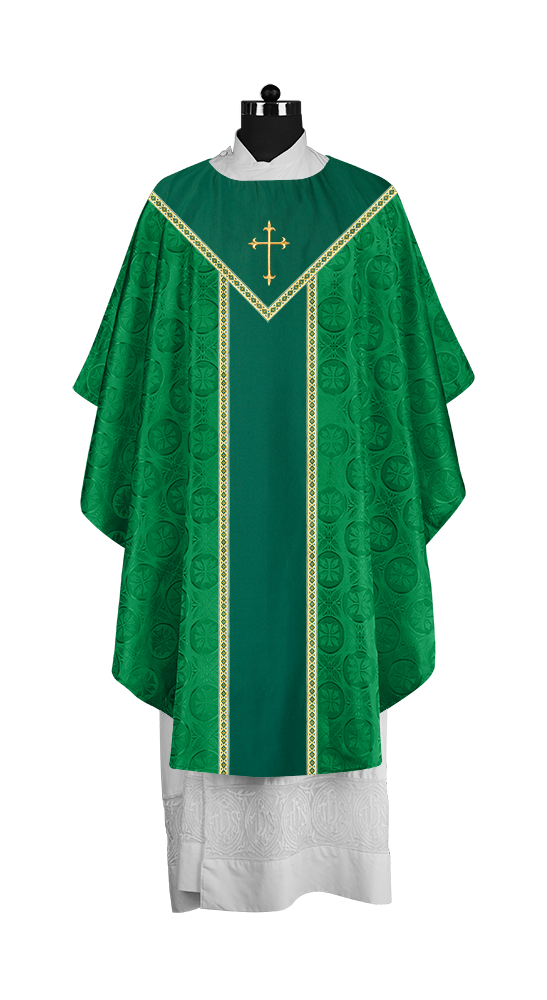 Ornate Gothic Chasuble with embroidered Cross Motif