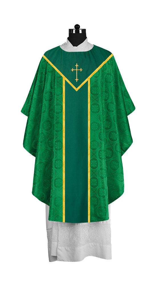 Ornate Gothic Chasuble with embroidered Cross Motif