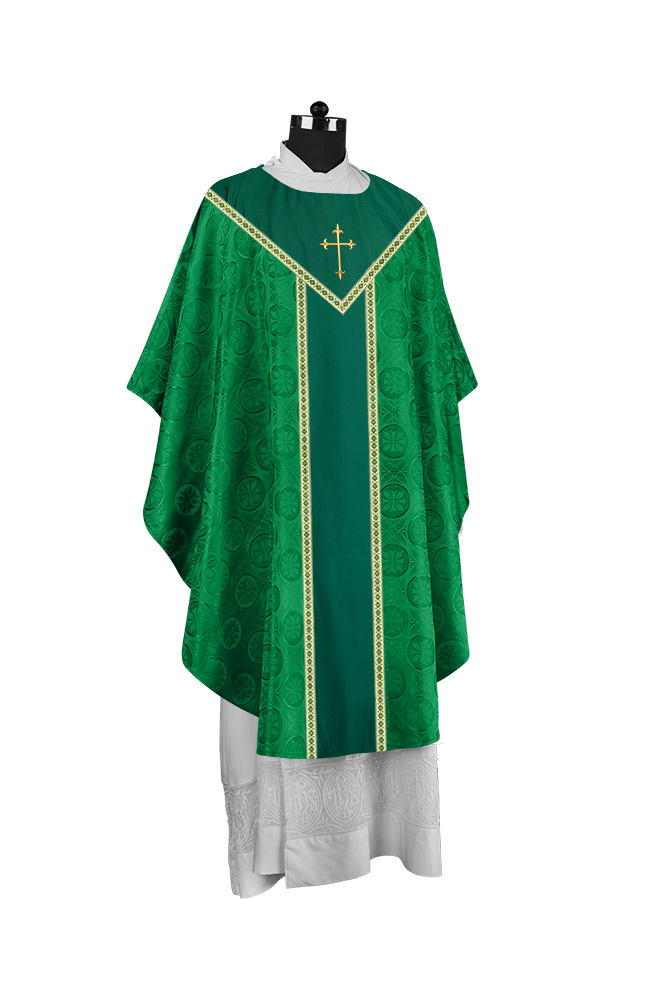 Ornate Gothic Chasuble with embroidered Cross Motif