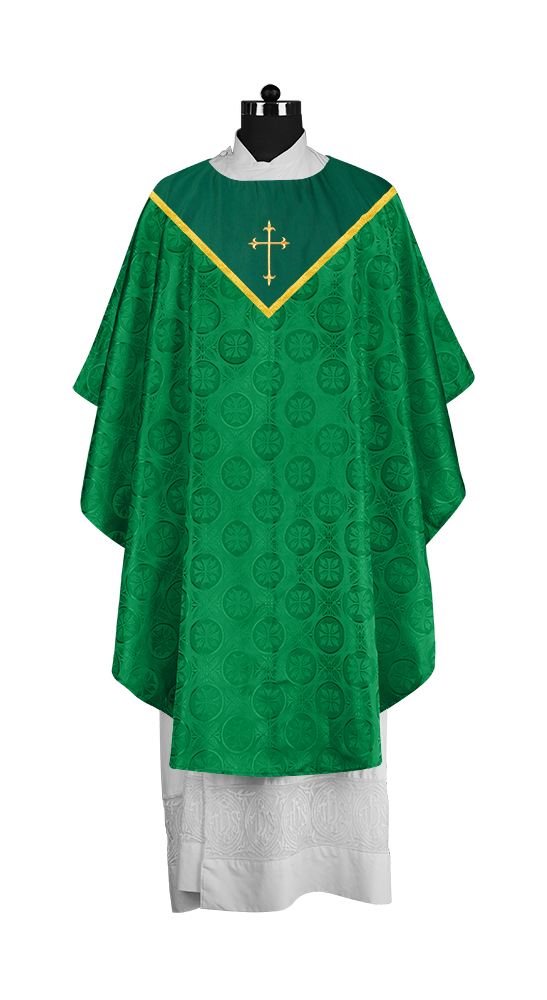 Gothic Chasuble Vestment with Elegant Cross Embroidery