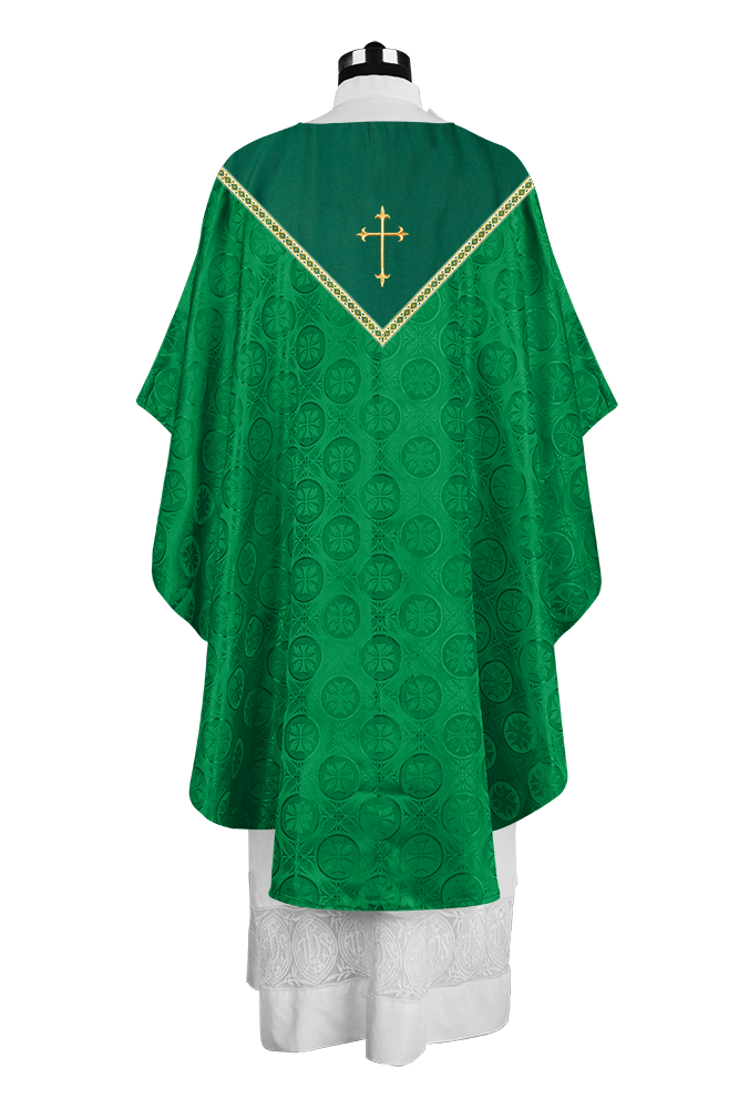 Gothic Chasuble Vestment with Elegant Cross Embroidery