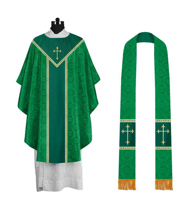 Ornate Gothic Chasuble with embroidered Cross Motif