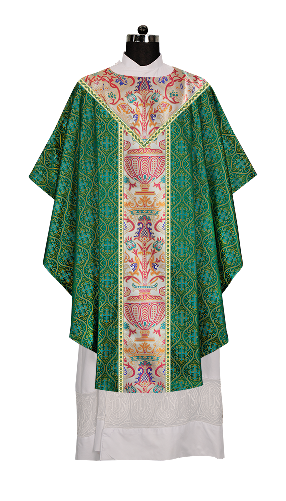 Gothic Chasuble in Coronation Tapestry Enhanced with Orphrey and Trims