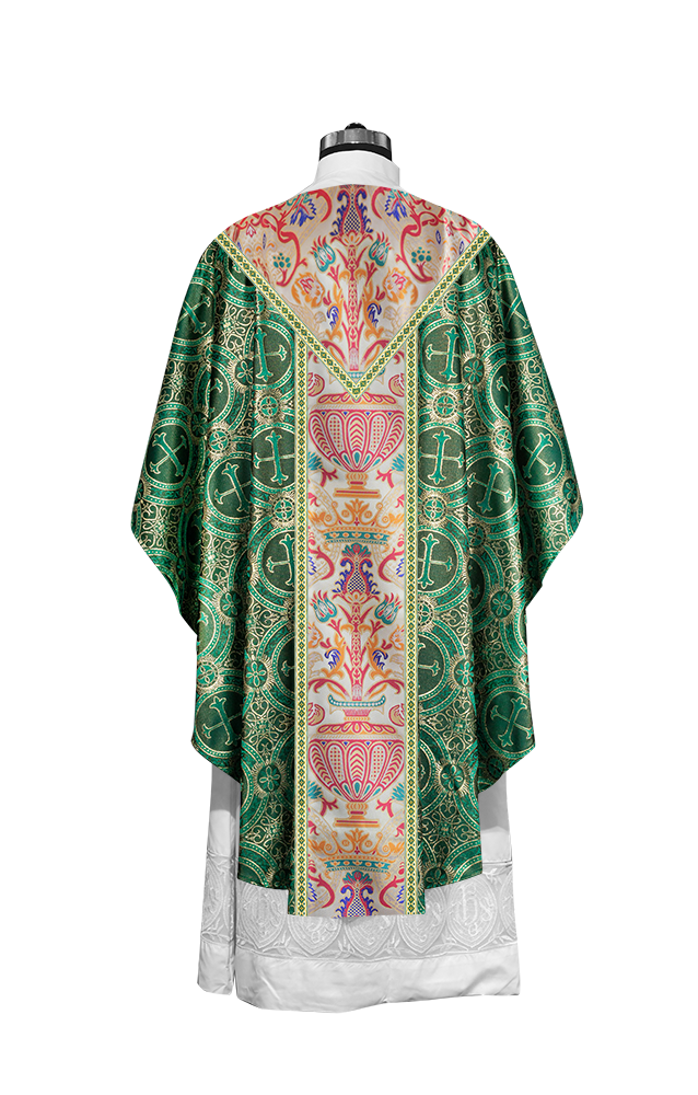 Gothic Chasuble in Coronation Tapestry Enhanced with Orphrey and Trims