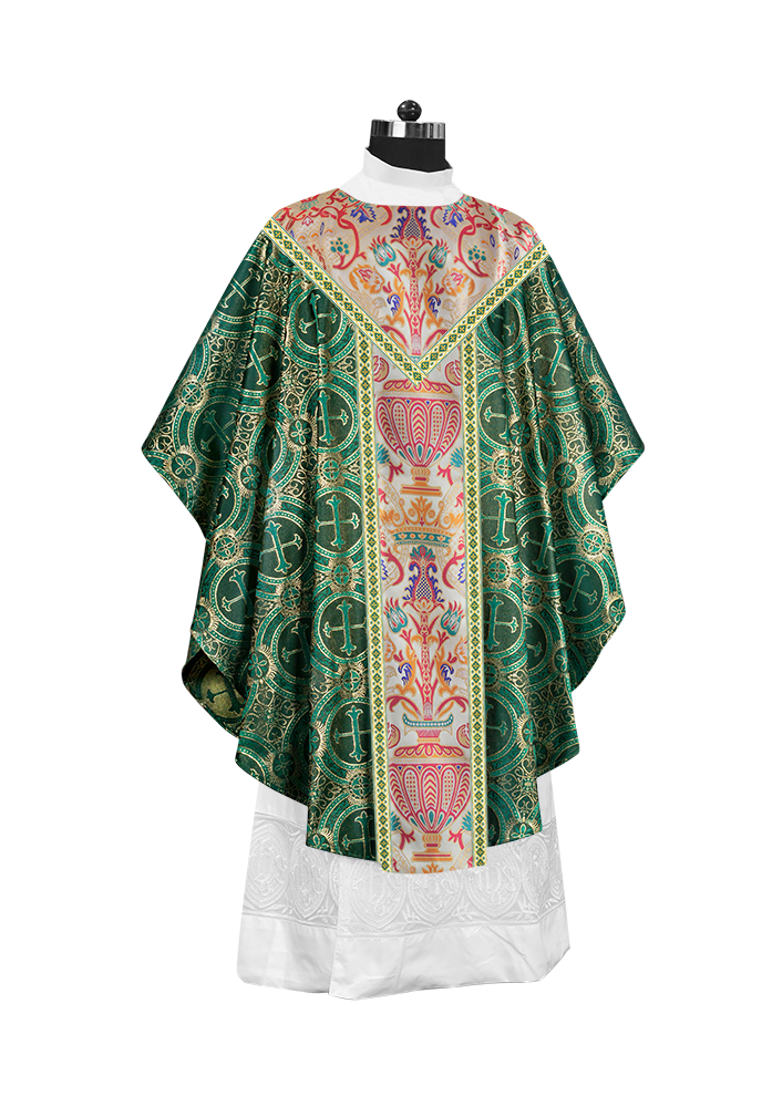 Gothic Chasuble in Coronation Tapestry Enhanced with Orphrey and Trims