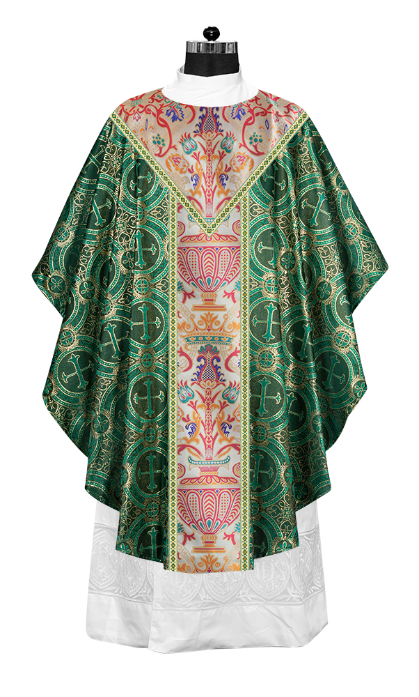 Gothic Chasuble in Coronation Tapestry Enhanced with Orphrey and Trims