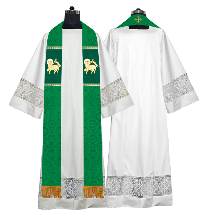 Liturgical Stole Adorned with Spiritual Motif and Trims