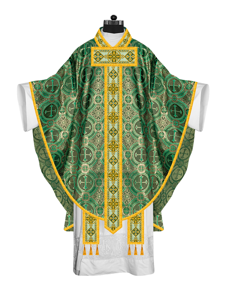 Gothic Chasuble Adorned with Braided Lace Orphrey