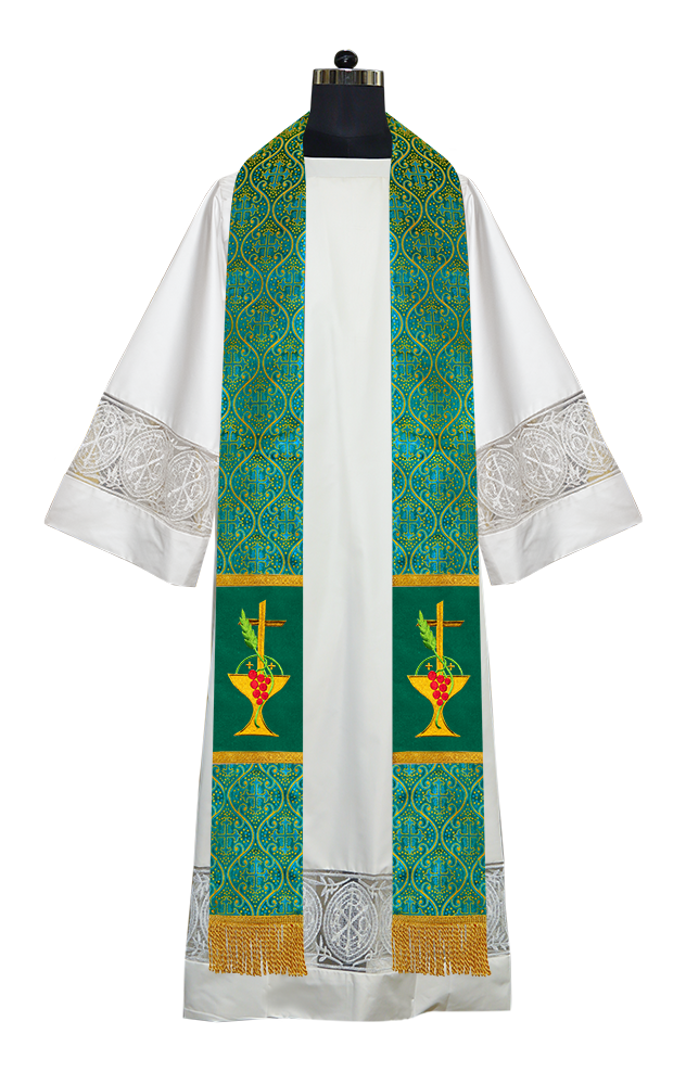 Communion Motif Embroidered Priest Stole