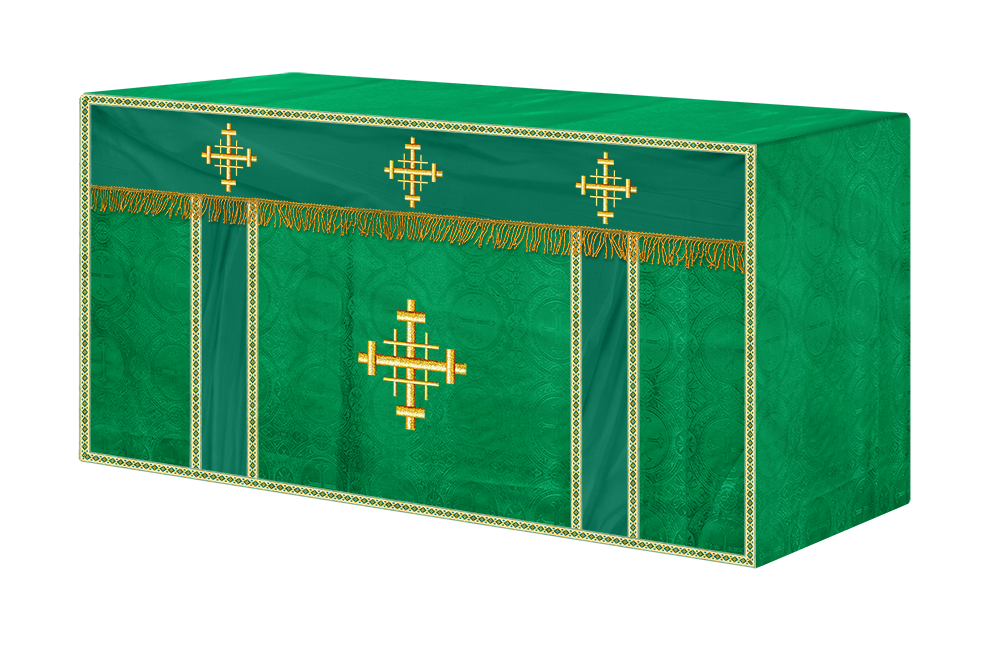 Church Altar Cloth with Braided Cross and Trims