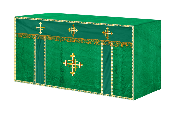 Church Altar Cloth with Braided Cross and Trims