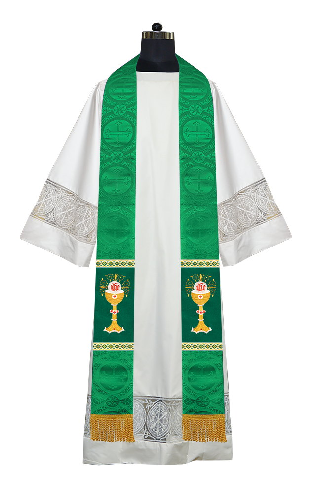 Liturgical Chalice with IHS Embroidered Stole