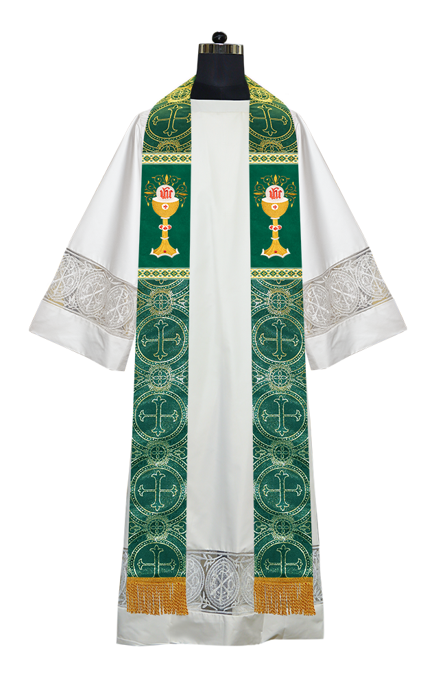 Liturgical Chalice with IHS Embroidered Stole